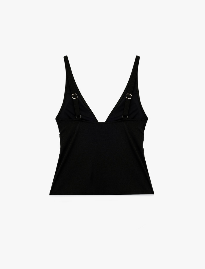  V Yaka Askılı Tankini Mayo Üstü