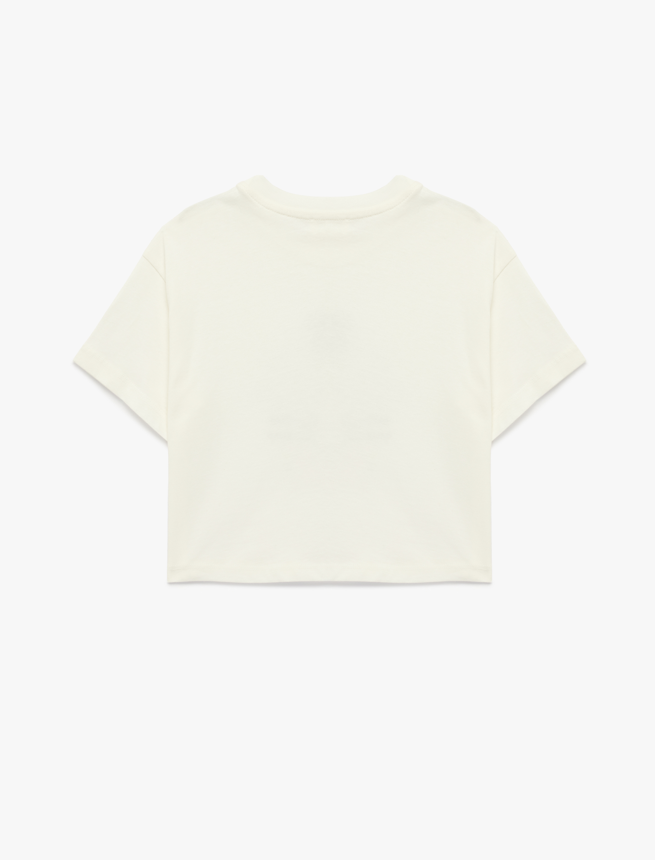  Kız Çocuk Baskılı Kısa Kollu Bisiklet Yaka Pullu Payetli Pamuklu Tişört