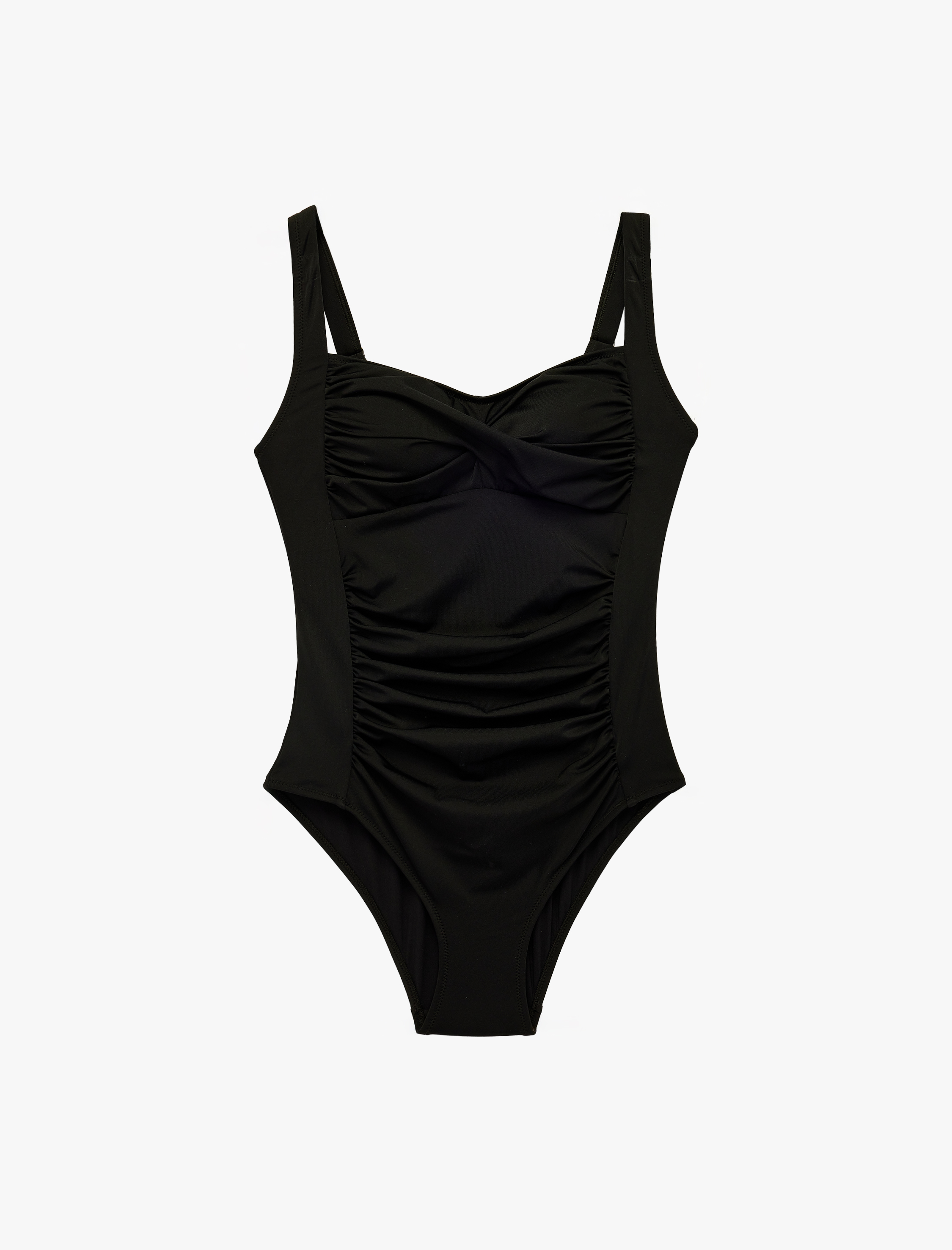   Kalp Yaka Drape Detaylı Kalın Askılı Mayo