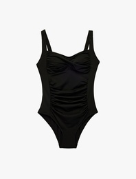 Kalp Yaka Drape Detaylı Kalın Askılı Mayo