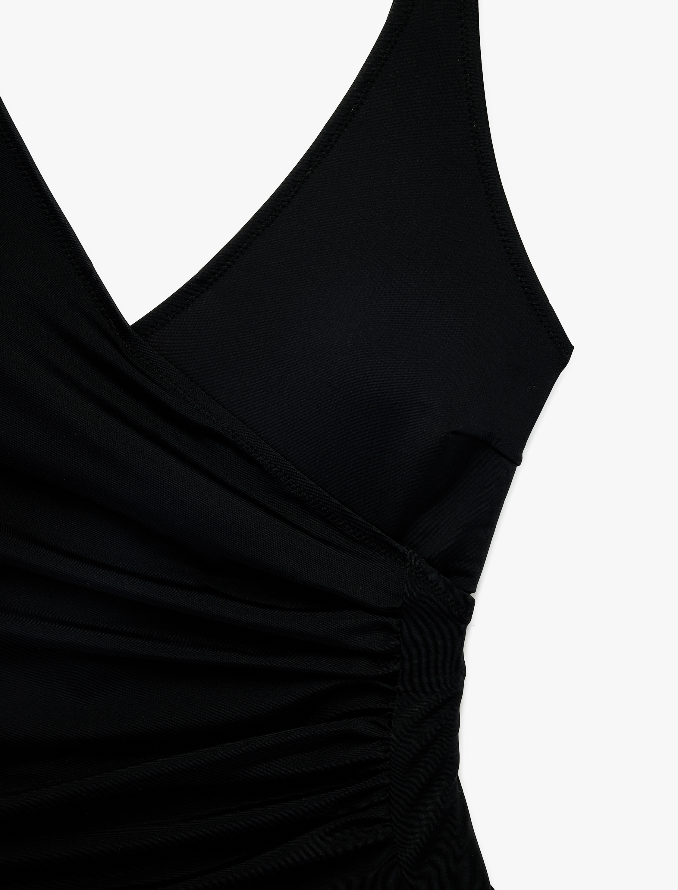   Drape Detaylı Kruvaze V Yaka Askılı Mayo