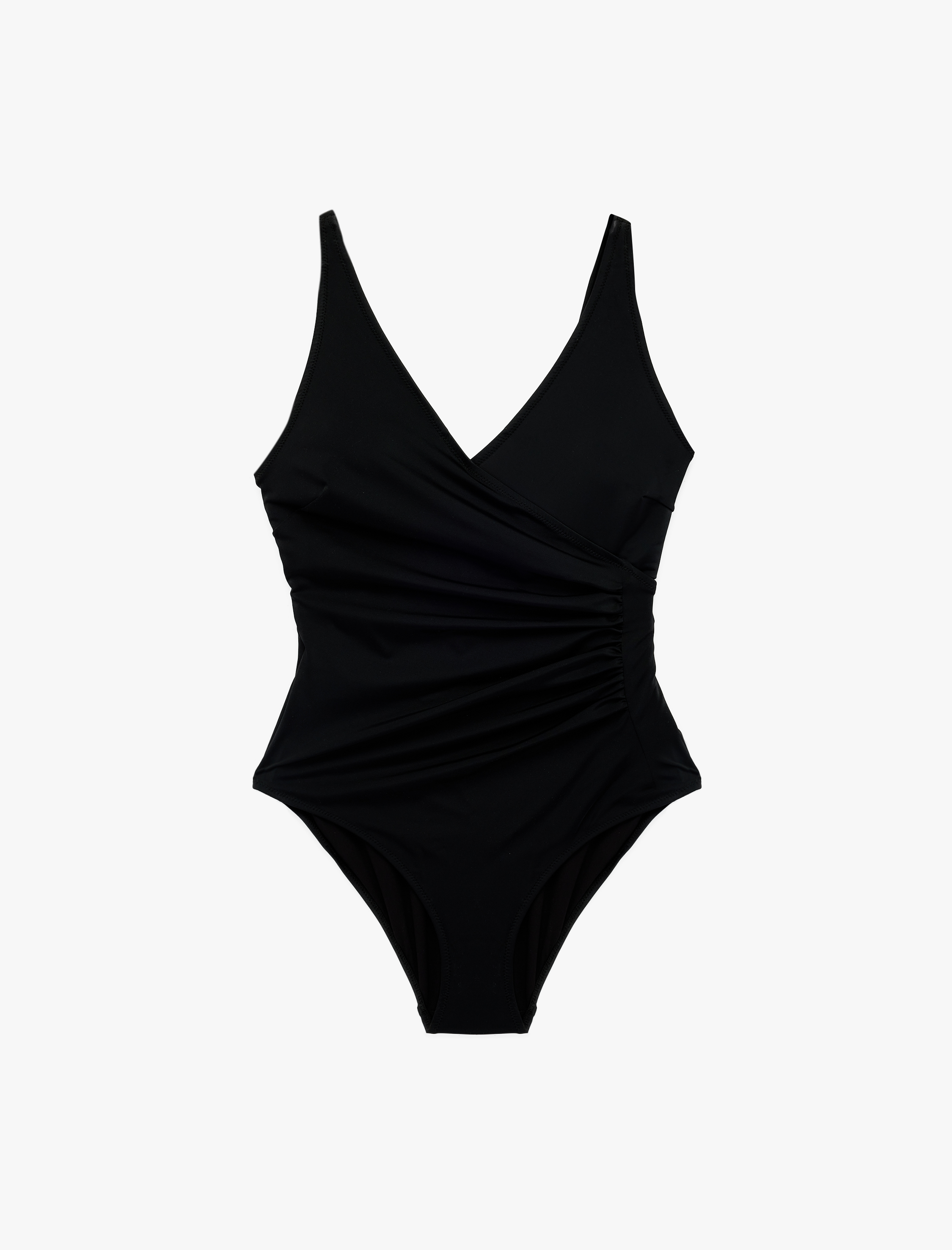   Drape Detaylı Kruvaze V Yaka Askılı Mayo