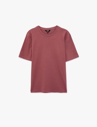 Regular Fit Bisiklet Yaka Pamuklu Basic Kısa Kollu Tişört