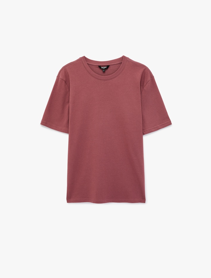  Regular Fit Bisiklet Yaka Pamuklu Basic Kısa Kollu Tişört