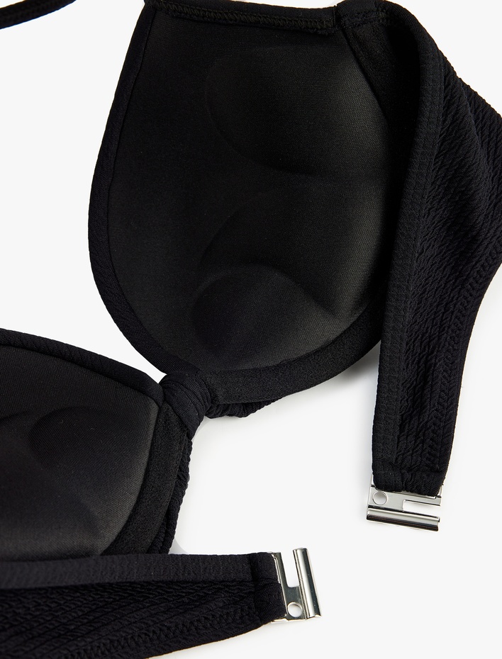  Kalp Yaka Dokulu Fiyonklu Push-Up Bikini Üstü