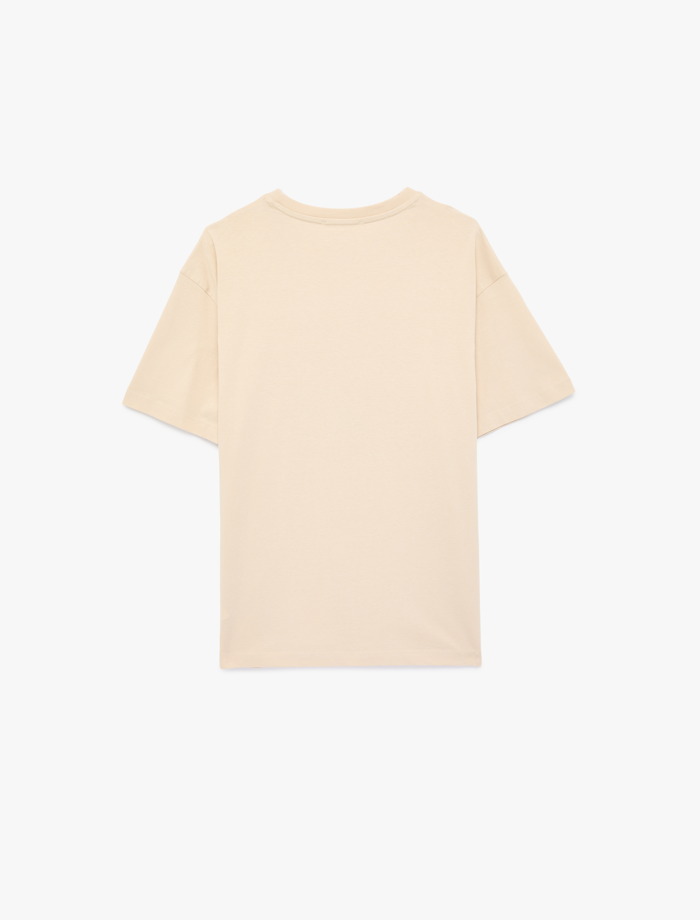   Pamuklu Kısa Kollu Bisiklet Yaka Grafik Sardalya Baskılı Oversize Tişört