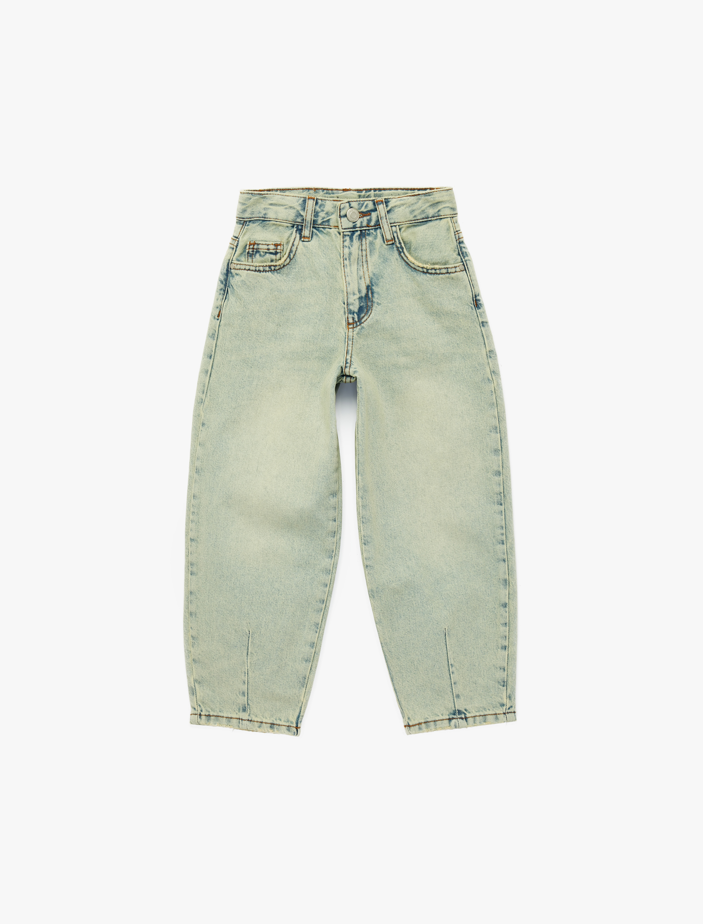  Kız Çocuk Rahat Kesim Balon Form Denim Pantolon