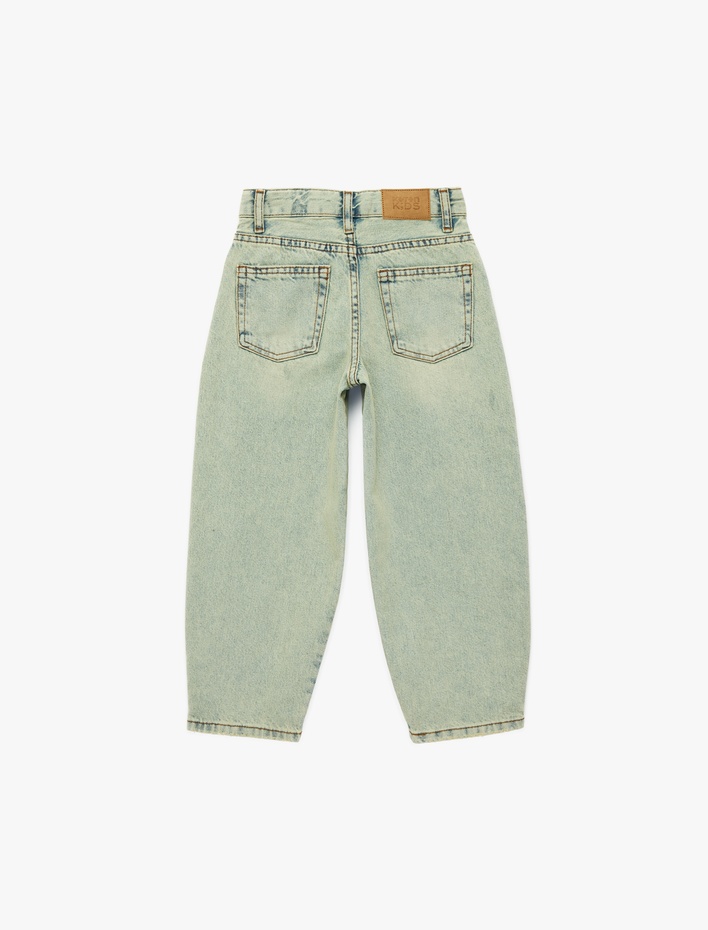 Kız Çocuk Rahat Kesim Balon Form Denim Pantolon