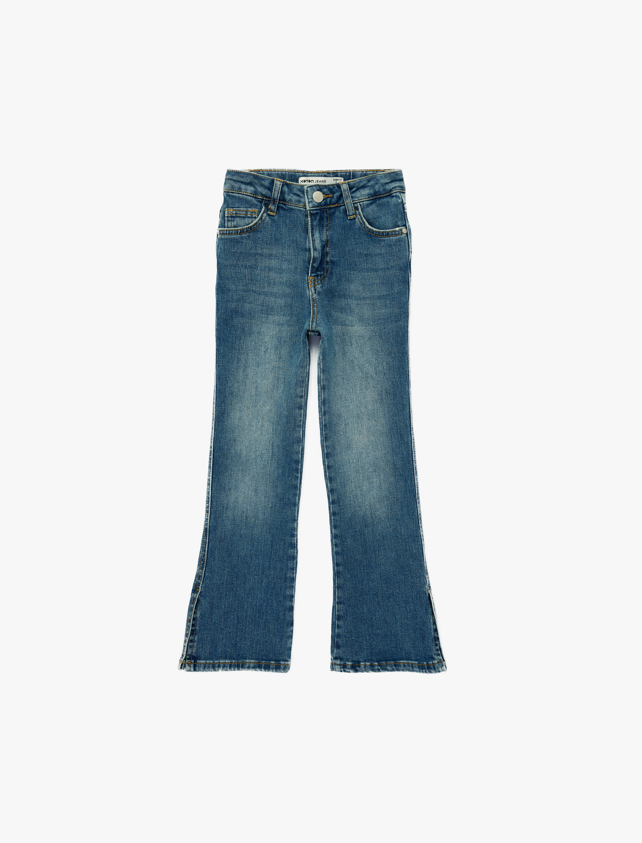  Kız Çocuk Pamuklu İspanyol Paça Denim Pantolon