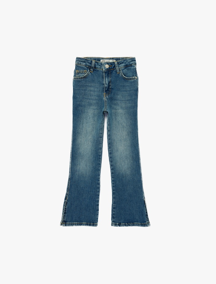 Kız Çocuk Pamuklu İspanyol Paça Denim Pantolon