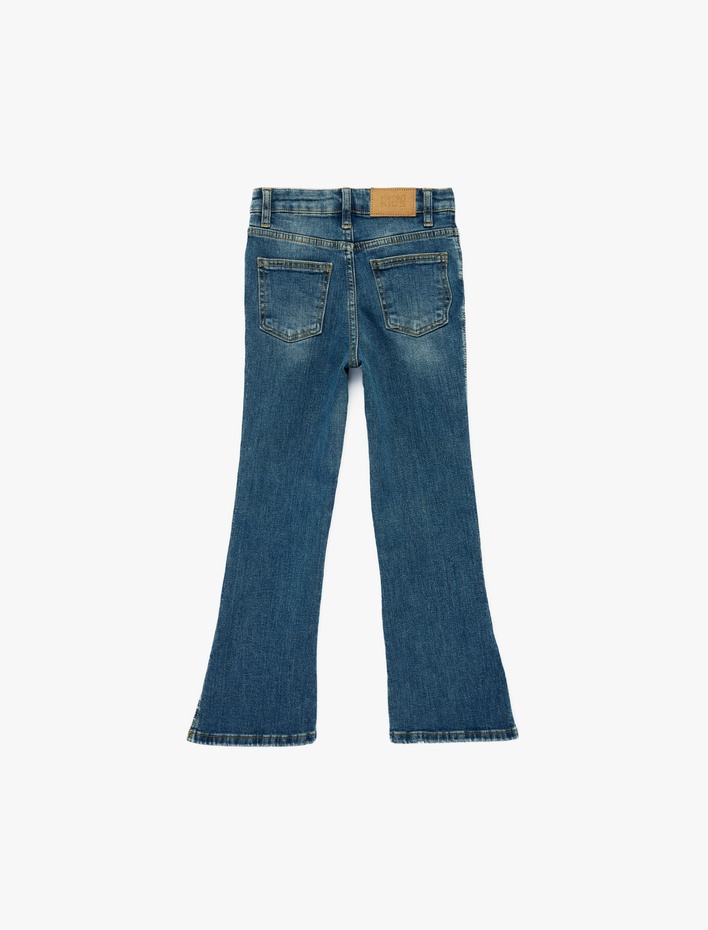 Kız Çocuk Pamuklu İspanyol Paça Denim Pantolon