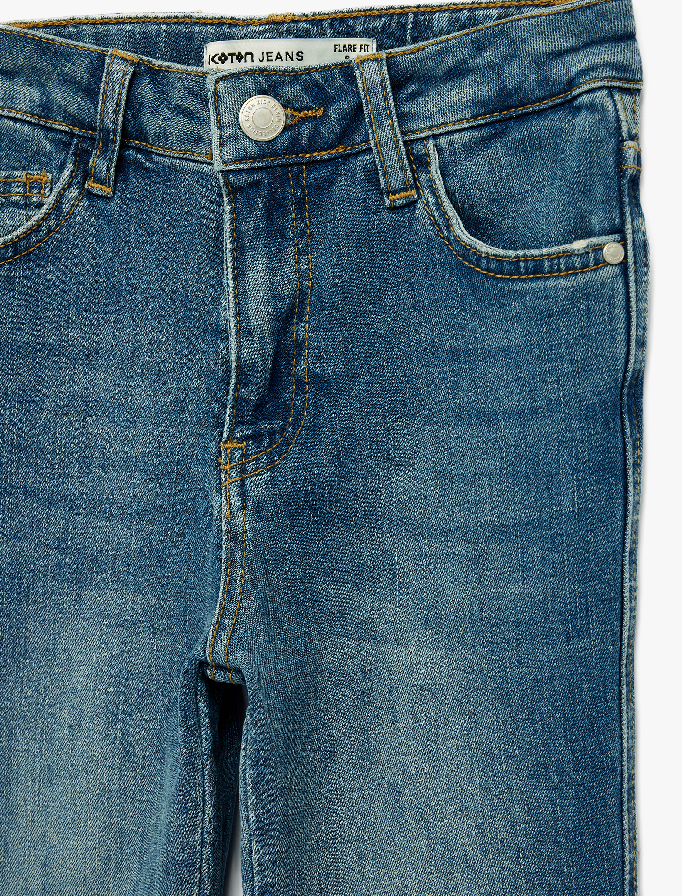  Kız Çocuk Pamuklu İspanyol Paça Denim Pantolon