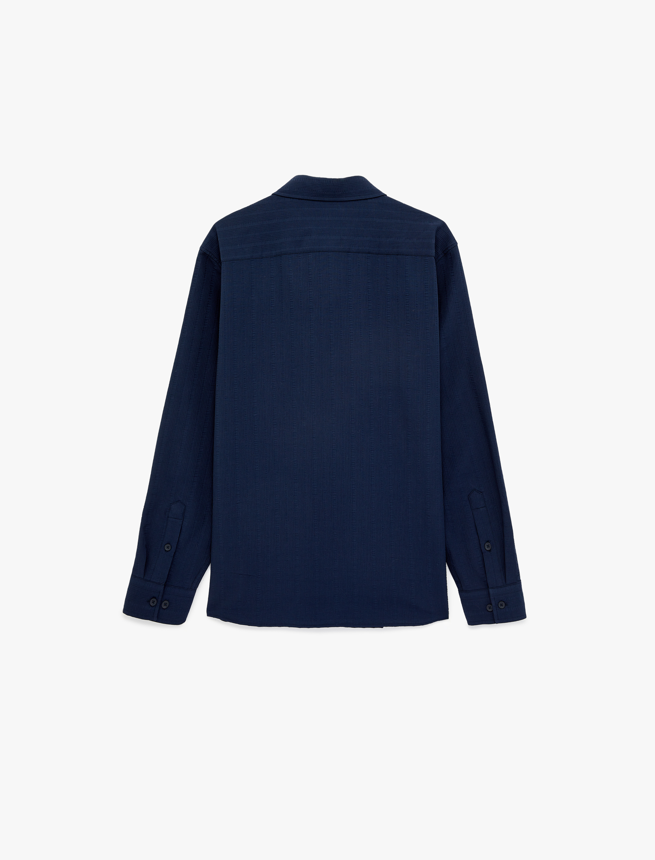   Regular Fit Klasik Yaka Düğmeli Dokulu Uzun Kollu Gömlek