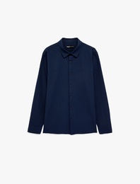 Regular Fit Klasik Yaka Düğmeli Dokulu Uzun Kollu Gömlek