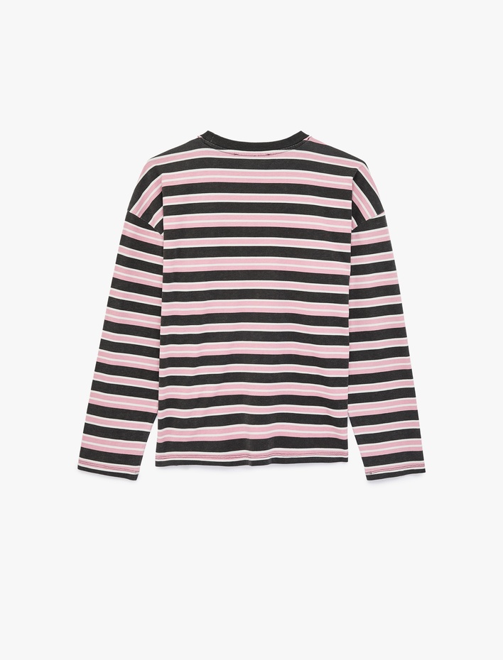  Rahat Kalıp Bisiklet Yaka Uzun Kollu Basic Tişört