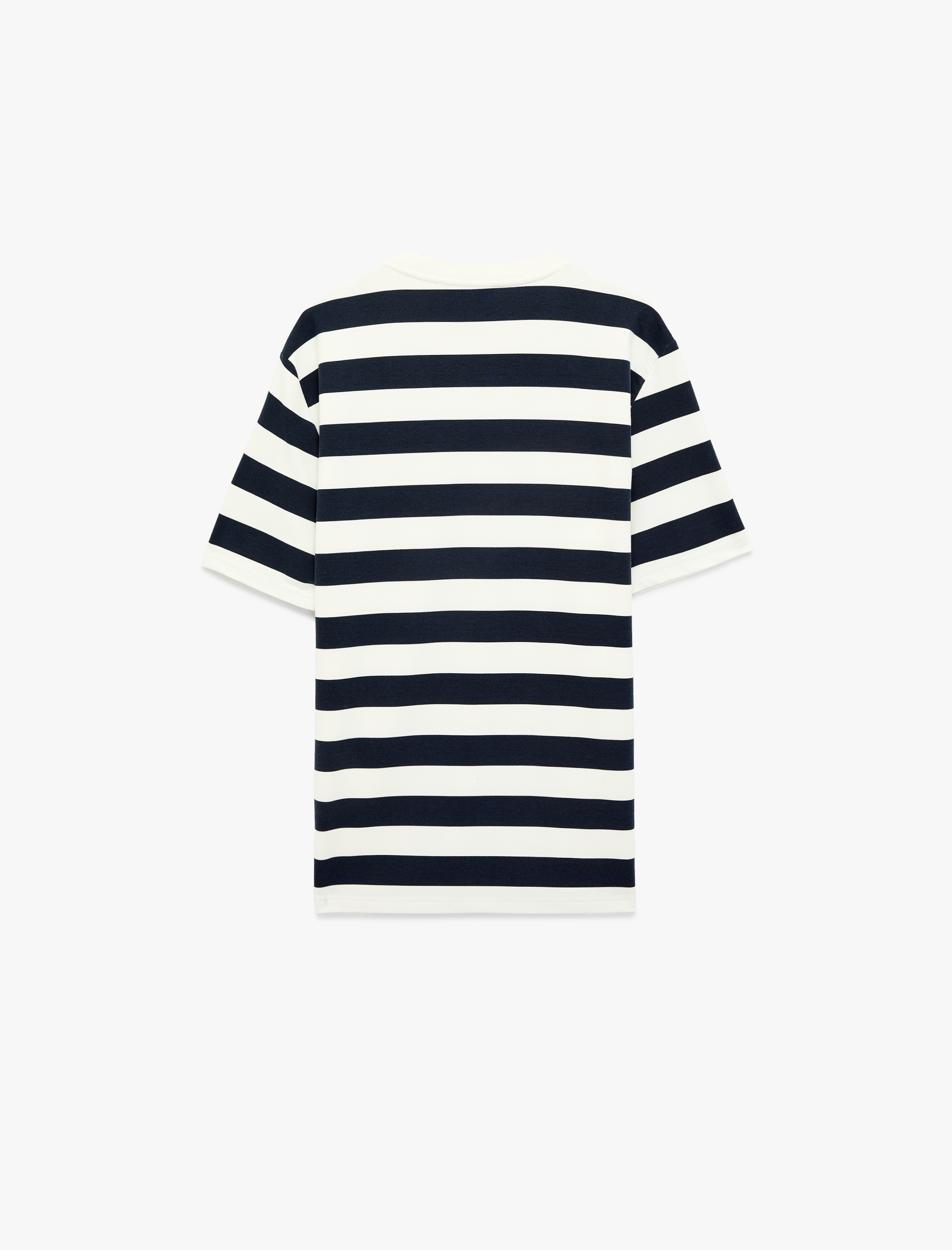   Regular Fit Viskon Karışımlı Kısa Kollu Bisiklet Yaka Çizgili Tişört