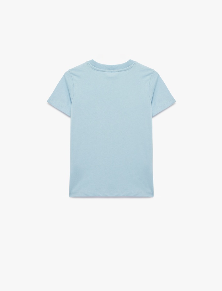 Erkek Çocuk Dinozor Baskılı Bisiklet Yaka Kısa Kollu Pamuklu Tişört