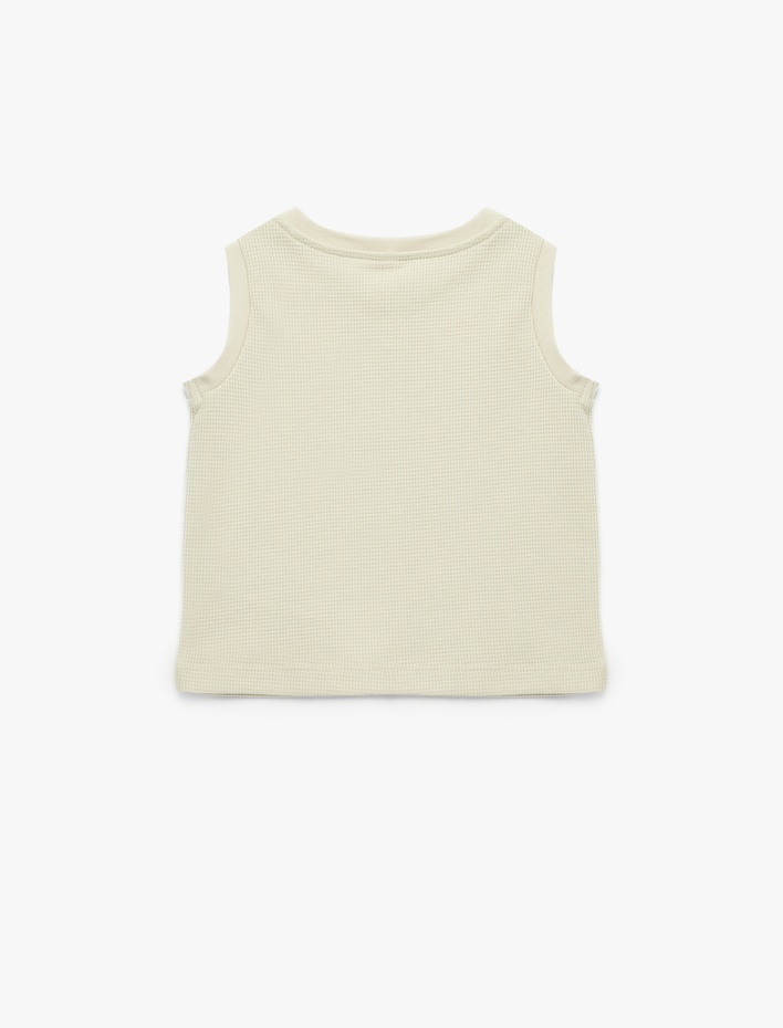 Erkek Bebek Nakış Detaylı Bisiklet Yaka Kolsuz Pamuklu Atlet