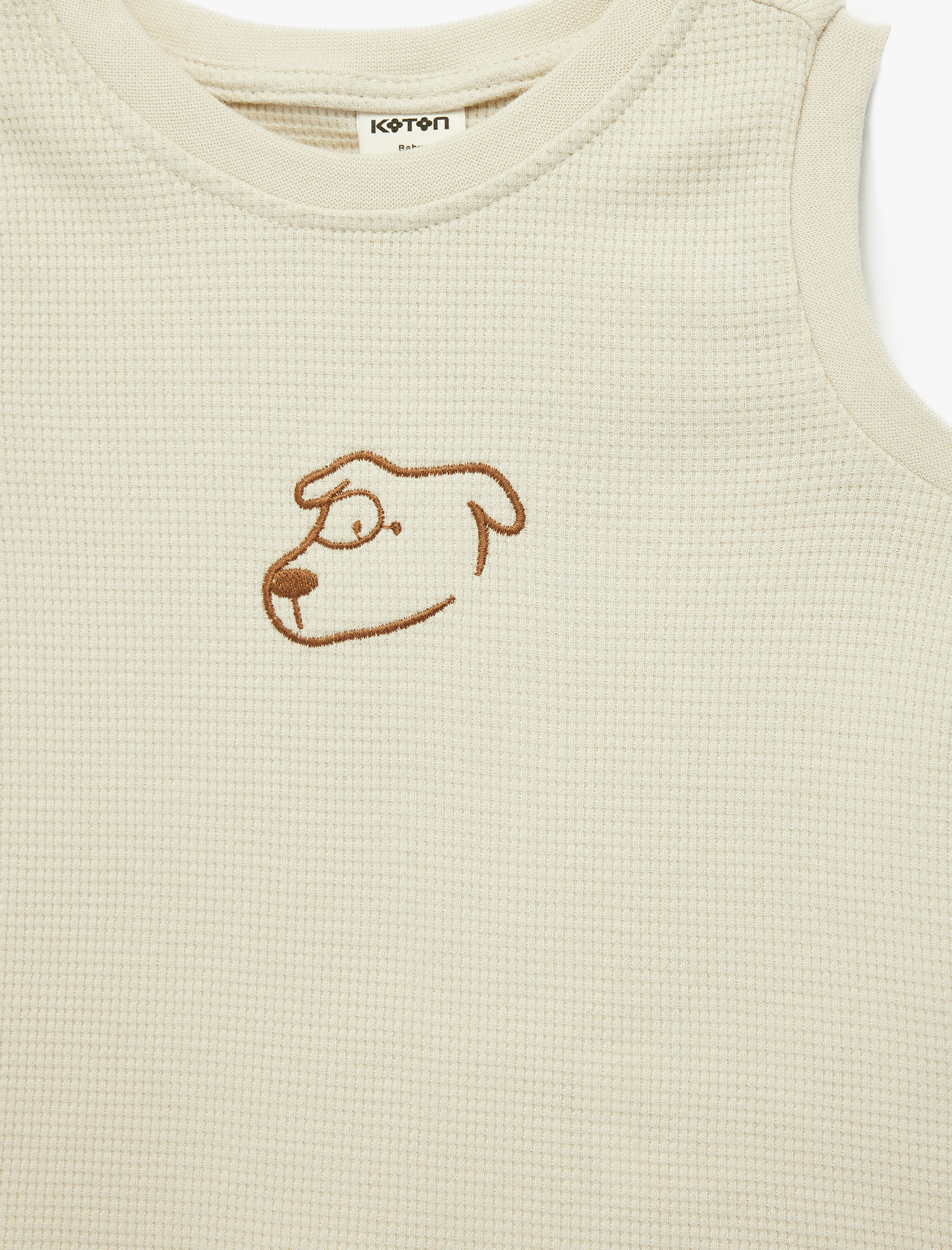  Erkek Bebek Nakış Detaylı Bisiklet Yaka Kolsuz Pamuklu Atlet