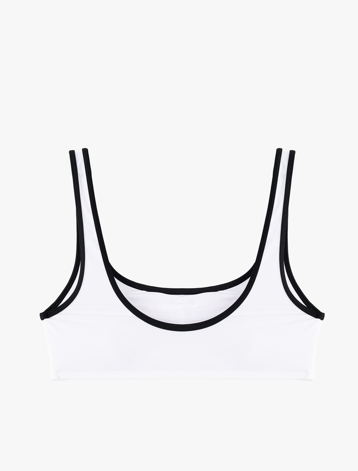  U Yaka Biyeli Spor Bralet Bikini Üstü