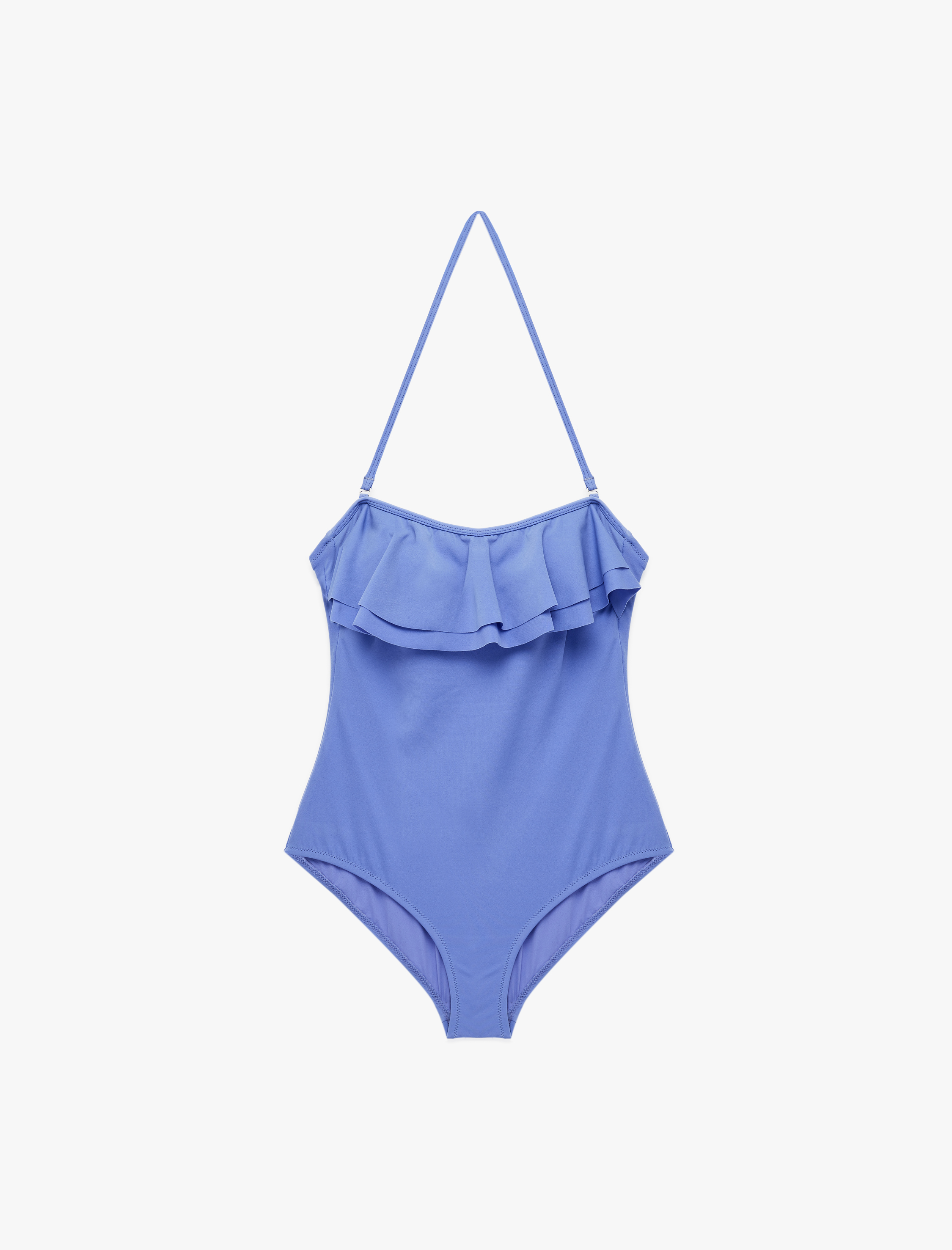   Çıkarılabilir Askılı Fırfırlı Straplez Mayo