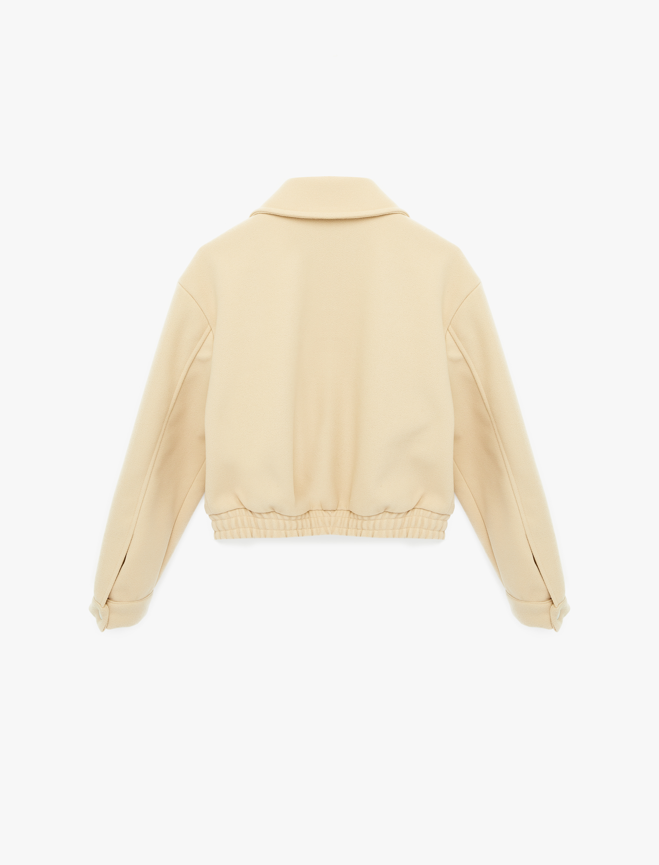   Cep Detaylı Klasik Yaka Fermuarlı Crop Ceket