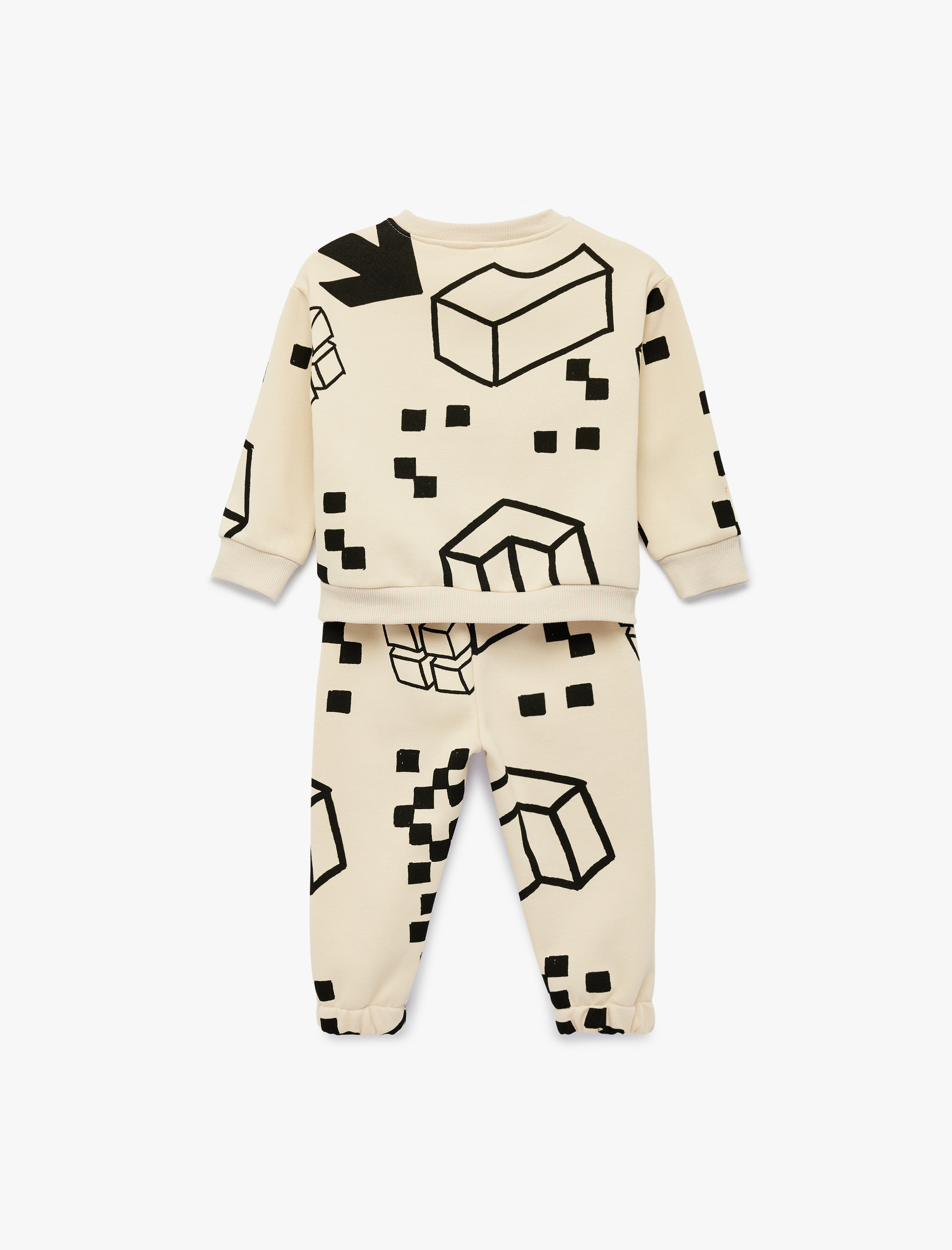  Erkek Bebek Şardonlu Uzun Kollu Bisiklet Yaka Oversize Eşofman Takım