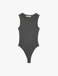 Çıtçıt Düğme Detaylı Kolsuz Bisiklet Yaka Bodysuit