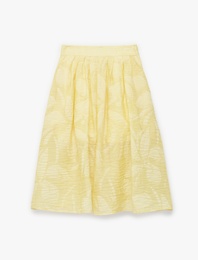 Rahat Kesim Pileli Cepli Viskon Karışımlı Desenli Midi Etek