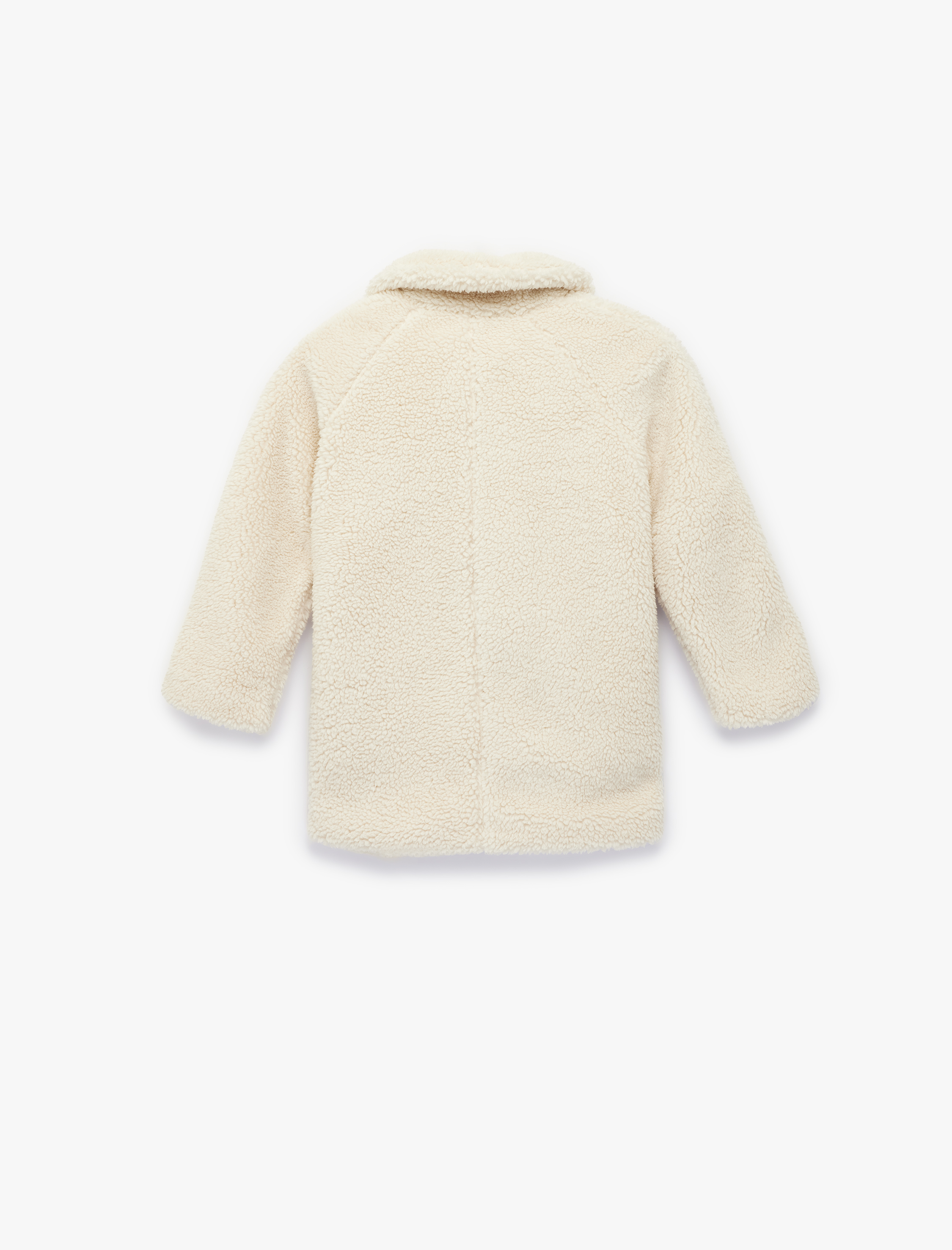  Kız Çocuk Düğme Detaylı Uzun Kollu Polo Yaka Polar Ceket