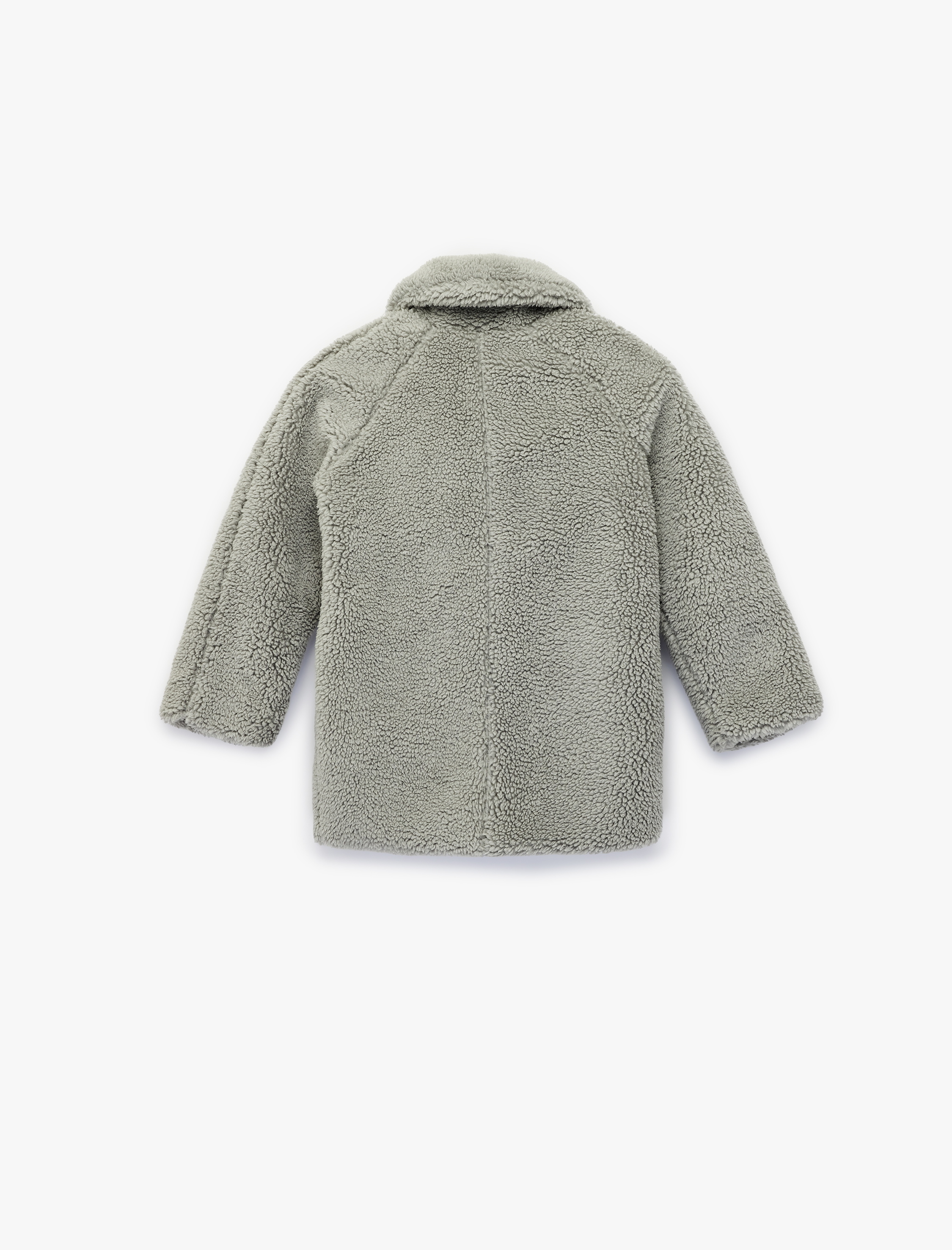  Kız Çocuk Düğme Detaylı Uzun Kollu Polo Yaka Polar Ceket