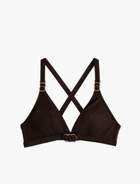 Aksesuarlı Çapraz Askılı Bikini Üstü