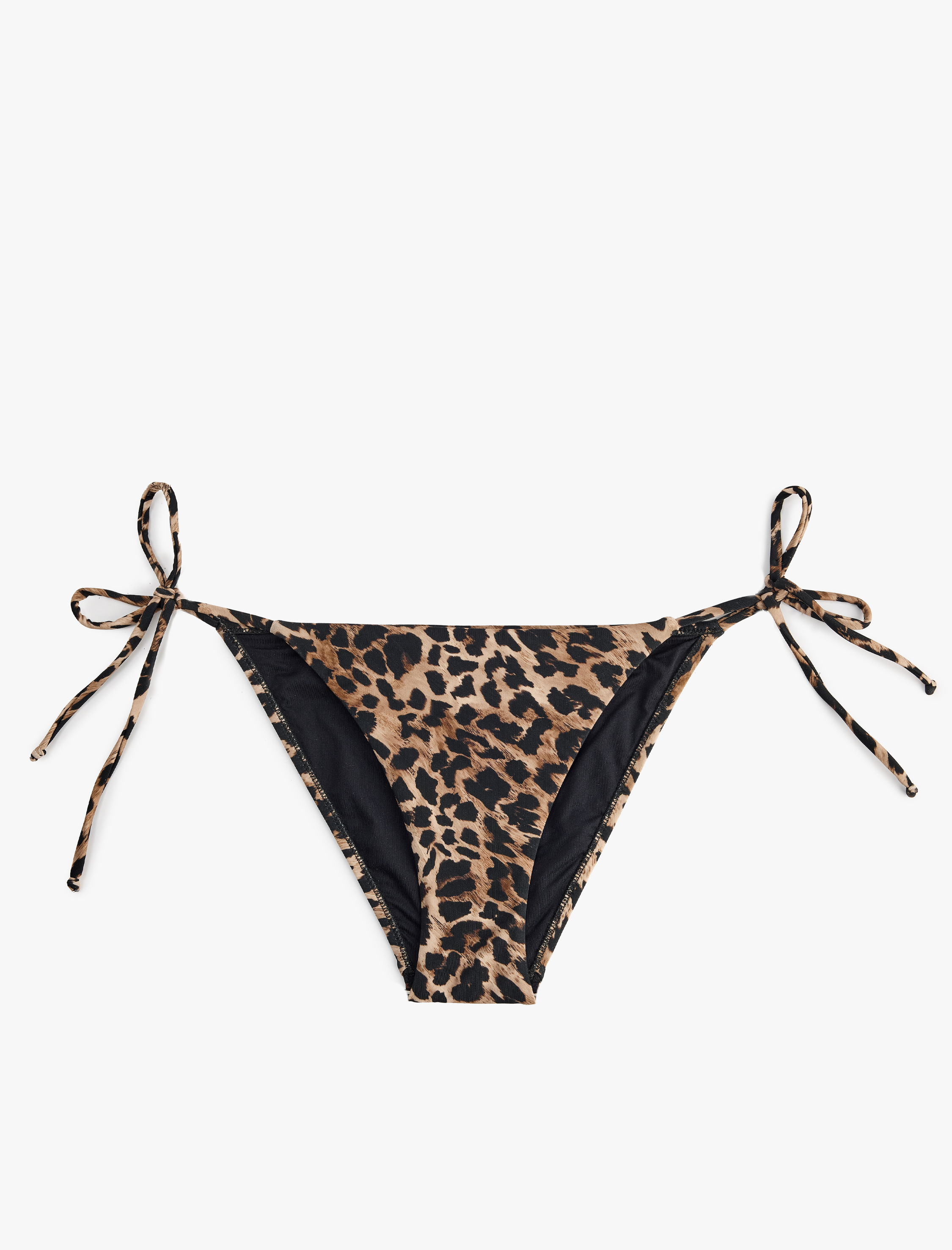   Çift Taraflı Bağlamalı Leopar Desenli Bikini Altı