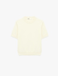 Kısa Kollu Dantel Detaylı Bisiklet Yaka Triko Kazak