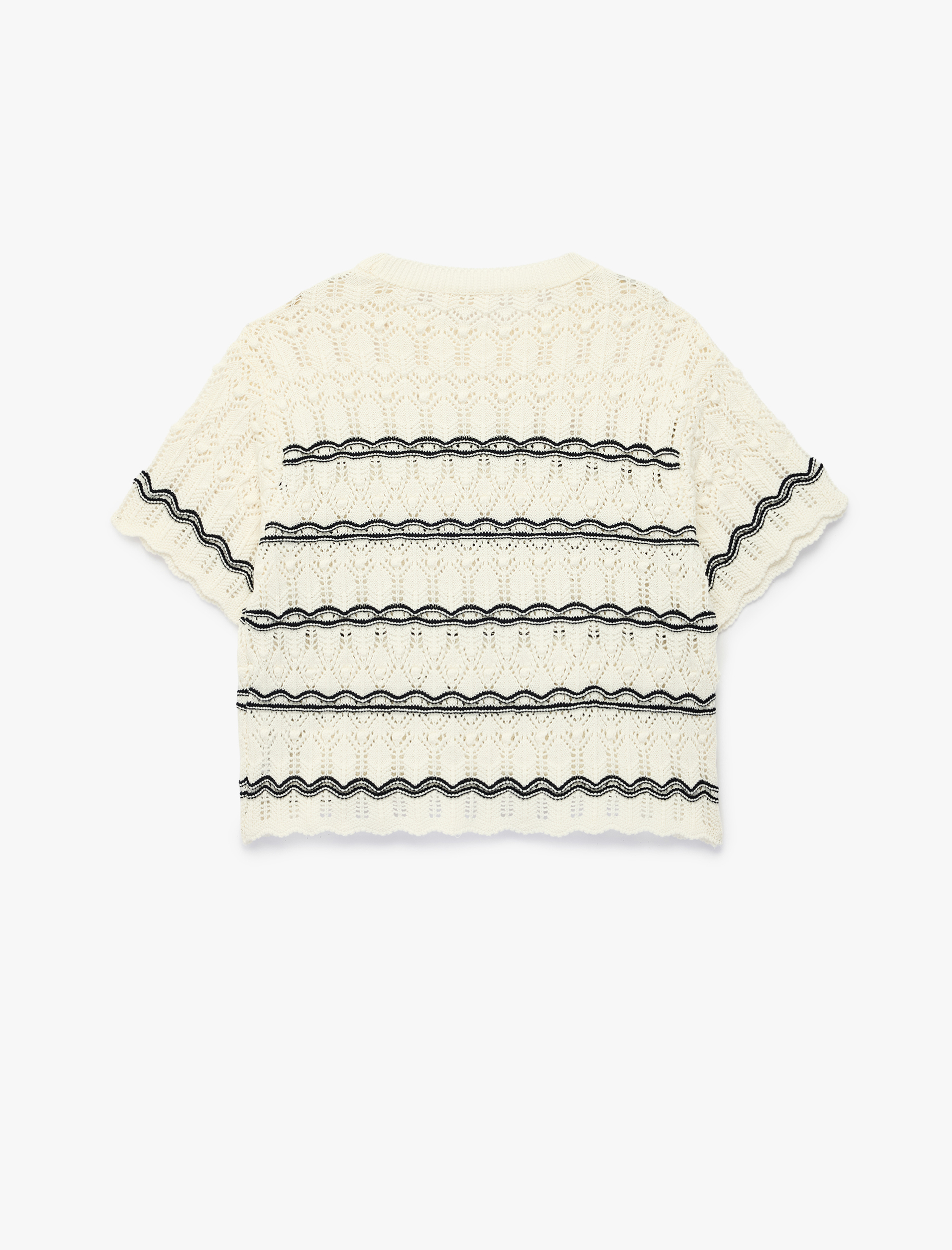  Kız Çocuk Pamuklu Kısa Kollu Bisiklet Yaka Triko Kazak