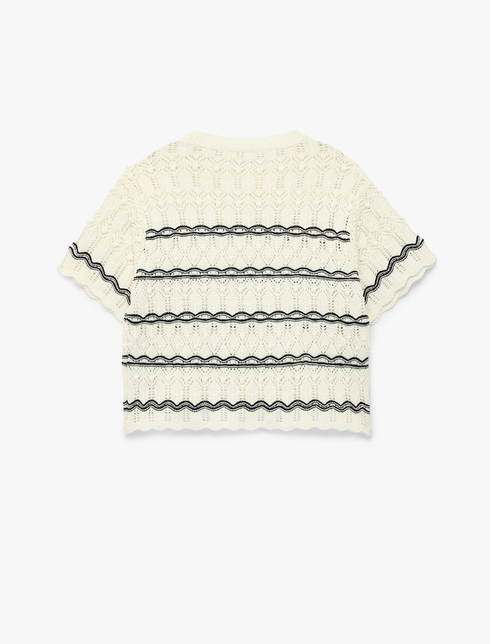 Kız Çocuk Pamuklu Kısa Kollu Bisiklet Yaka Triko Kazak