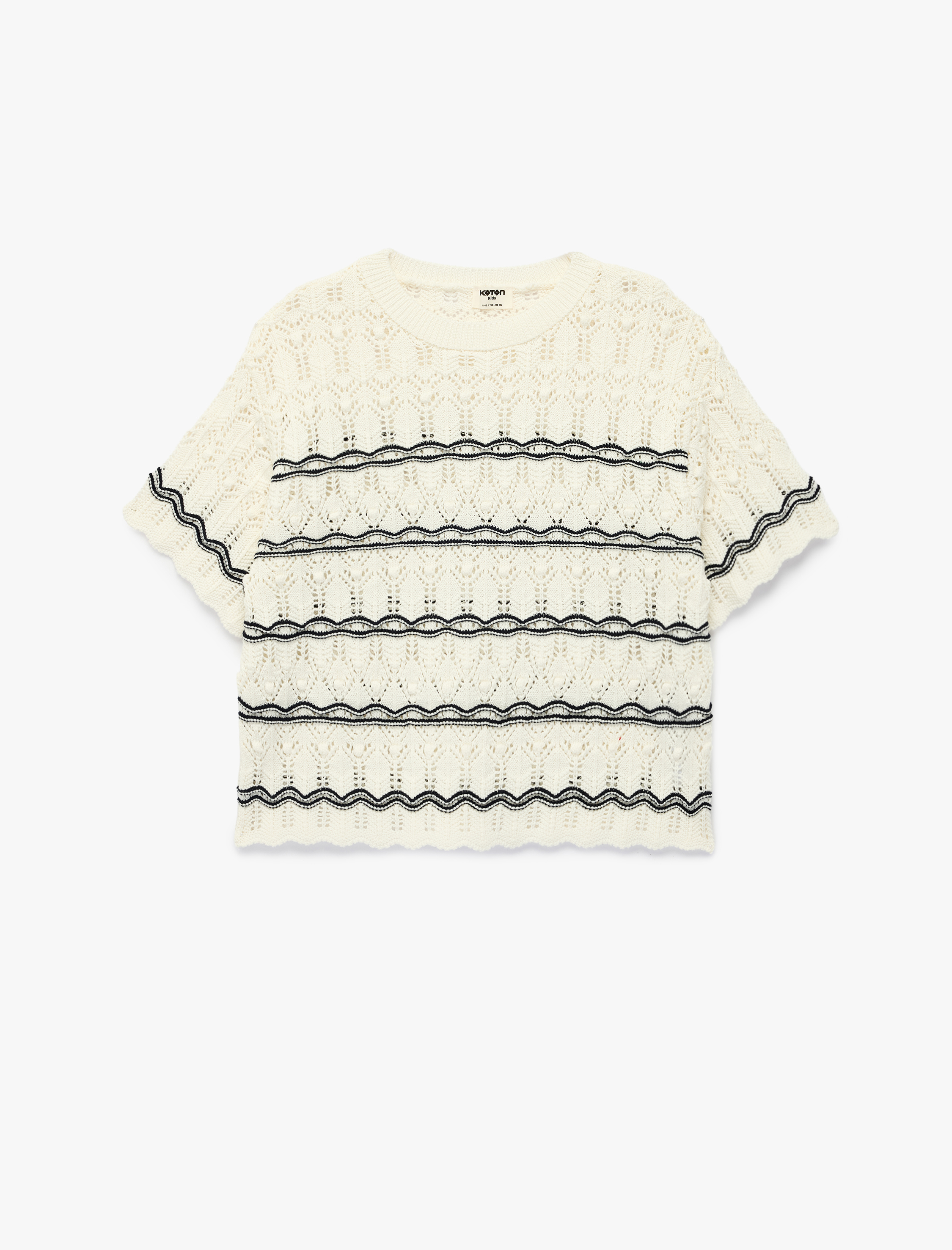  Kız Çocuk Pamuklu Kısa Kollu Bisiklet Yaka Triko Kazak