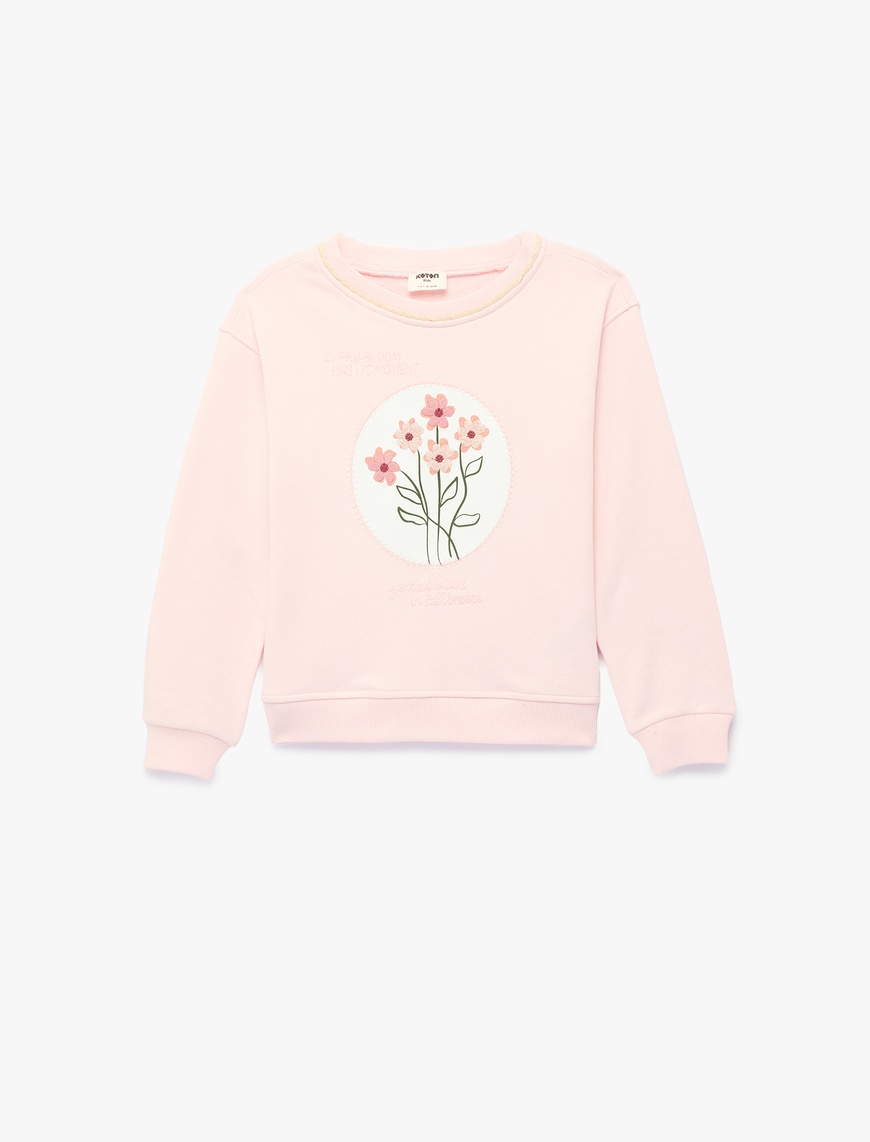 Koton Nakış Detaylı Uzun Kollu Bisiklet Yaka Sweatshirt