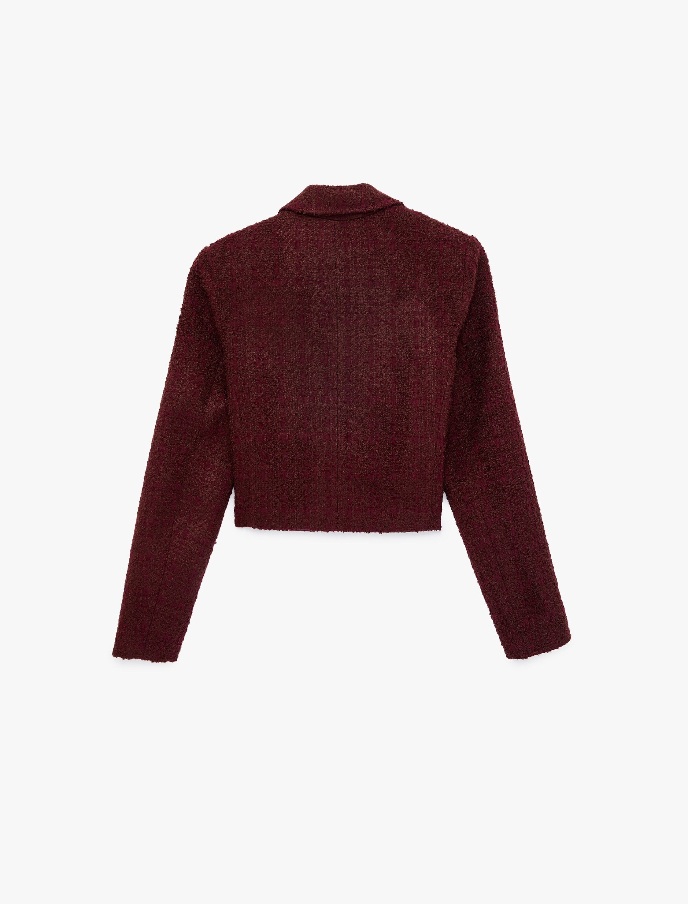   Kruvaze Yaka Slim Fit Düğme Detaylı Crop Tüvit Ceket