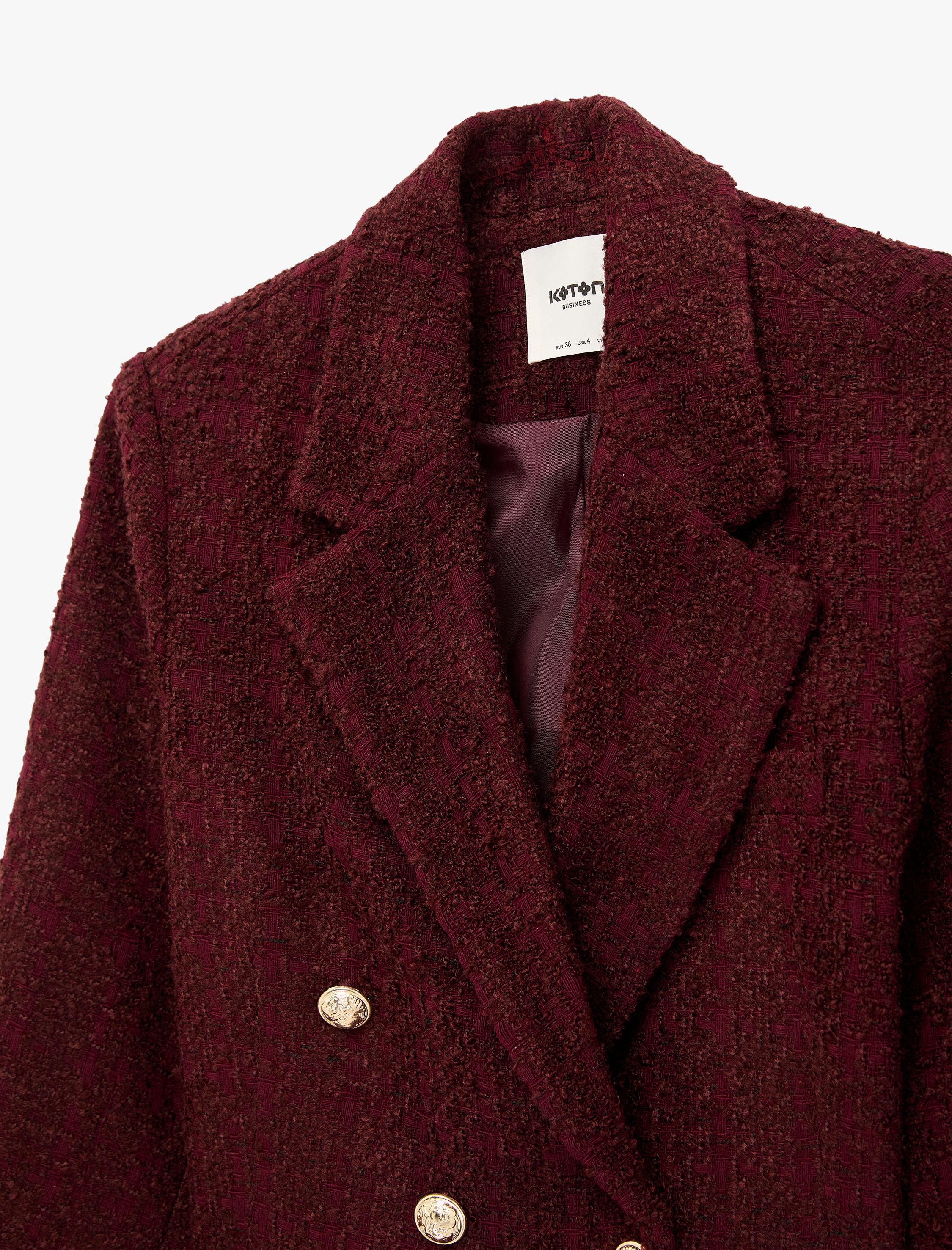   Kruvaze Yaka Slim Fit Düğme Detaylı Crop Tüvit Ceket