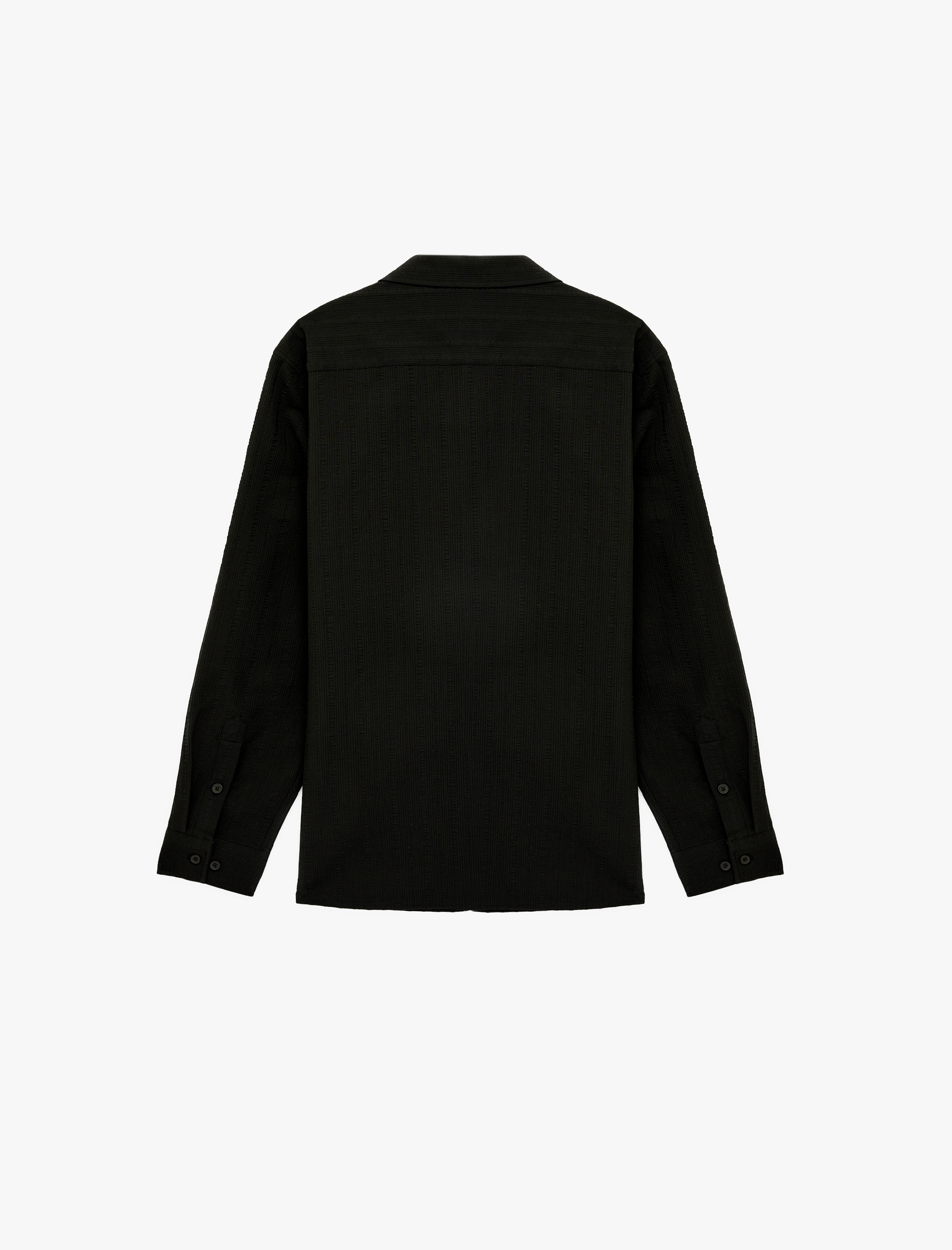   Regular Fit Klasik Yaka Düğmeli Dokulu Uzun Kollu Gömlek