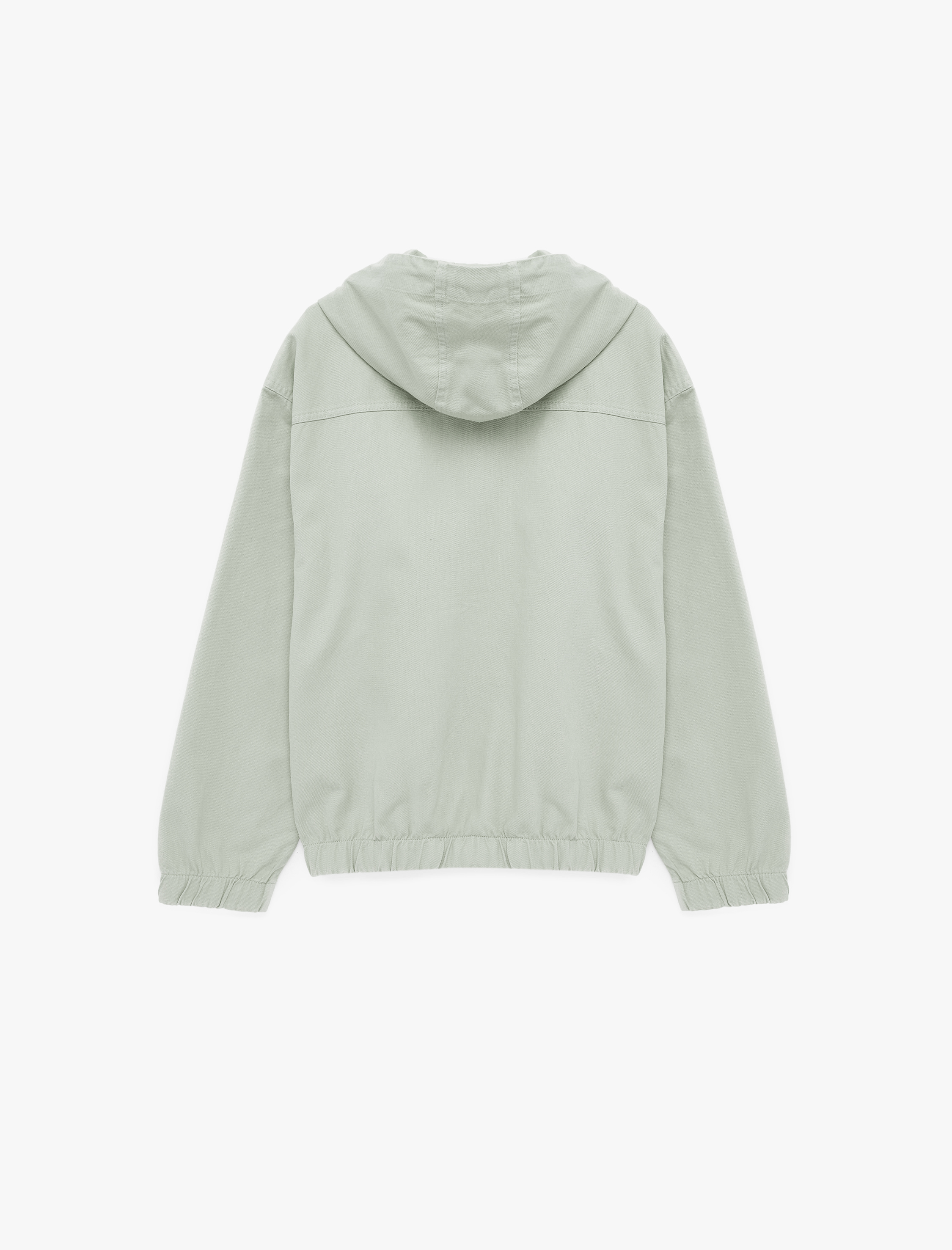   Uzun Kollu Pamuklu Oversize Cepli Fermuarlı Kapşonlu Jean Ceket