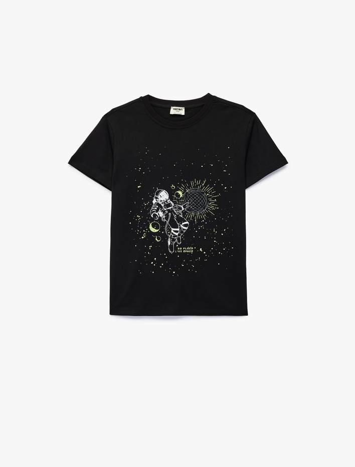 Erkek Çocuk Baskılı Kısa Kollu Bisiklet Yaka Pamuklu Tişört