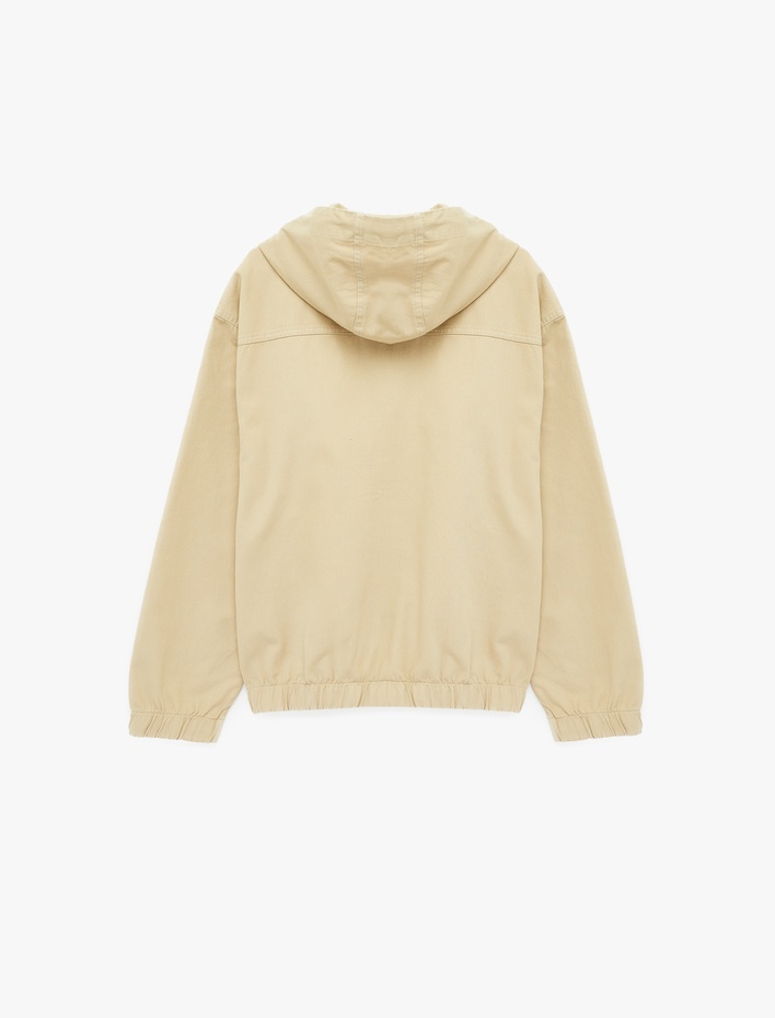  Pamuklu Cepli Uzun Kollu Fermuarlı Oversize Kapşonlu Jean Ceket