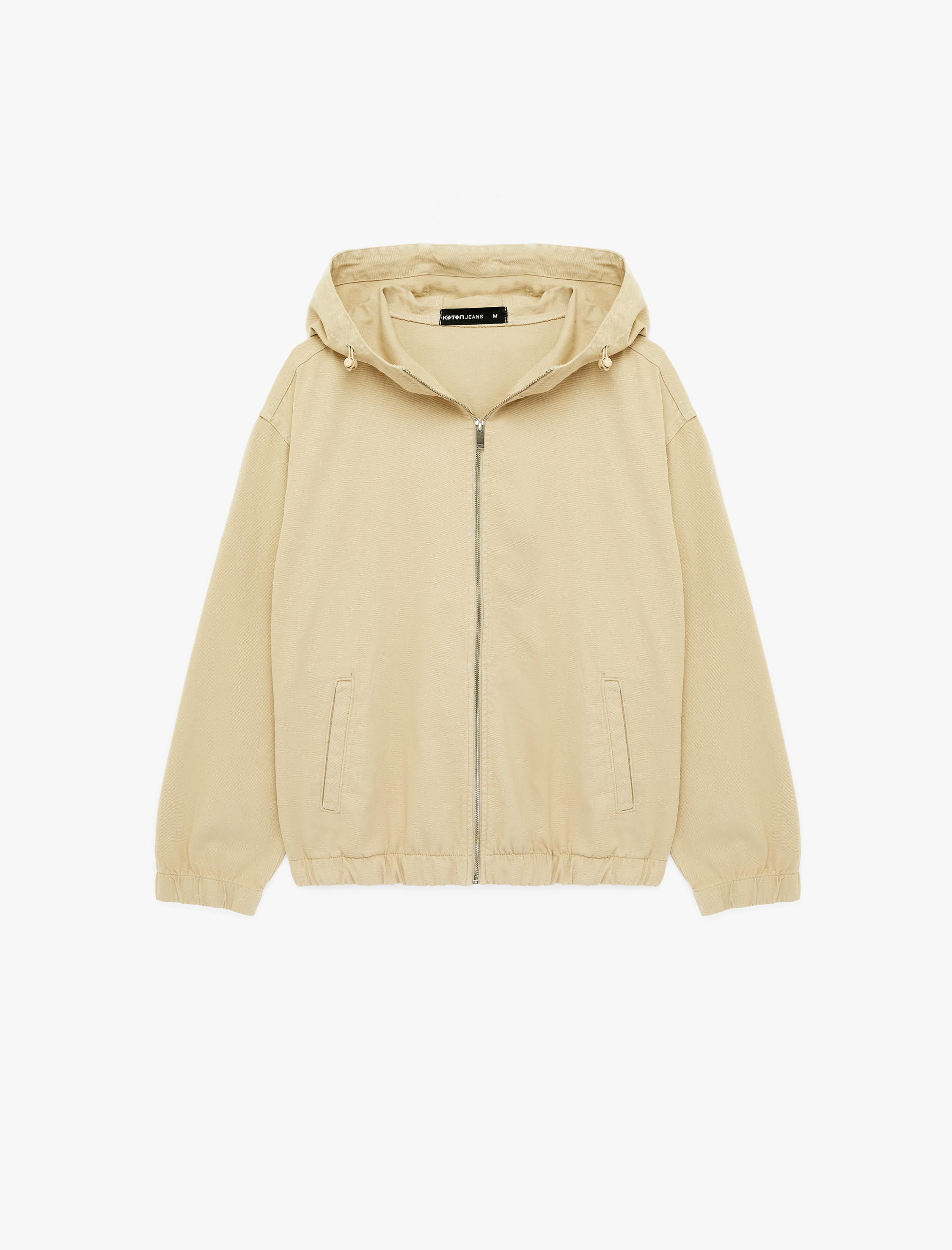   Pamuklu Cepli Uzun Kollu Fermuarlı Oversize Kapşonlu Jean Ceket