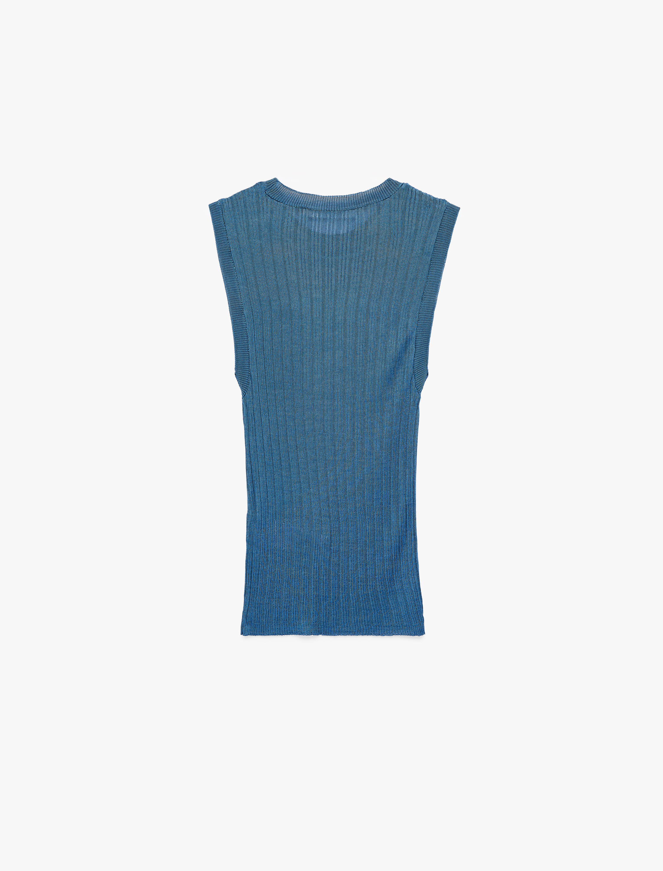   Bisiklet Yaka Kolsuz Triko Bluz