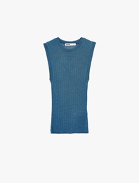 Bisiklet Yaka Kolsuz Triko Bluz