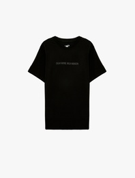 Regular Fit Kısa Kollu Bisiklet Yaka Pamuklu Baskılı Spor Tişört