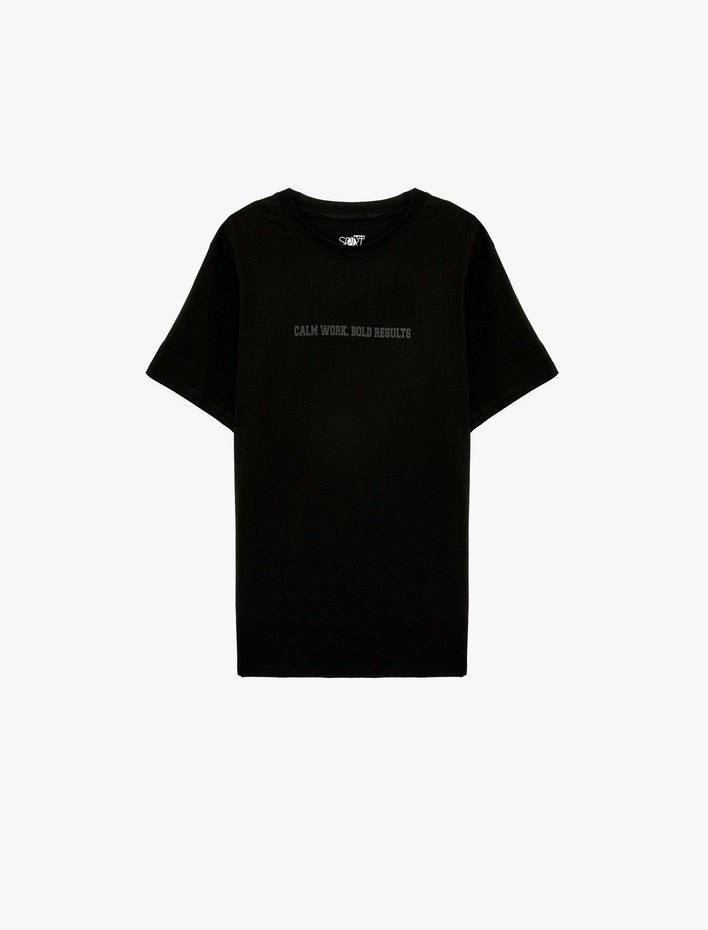  Regular Fit Kısa Kollu Bisiklet Yaka Pamuklu Baskılı Spor Tişört