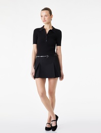 Standart Bel Kemerli Pileli Mini Şort Etek